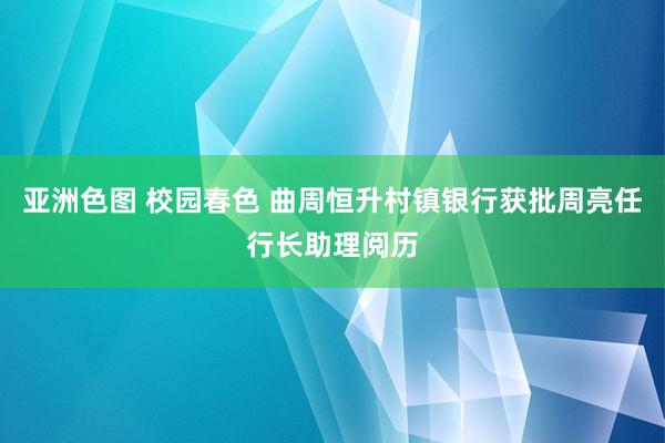 亚洲色图 校园春色 曲周恒升村镇银行获批周亮任行长助理阅历