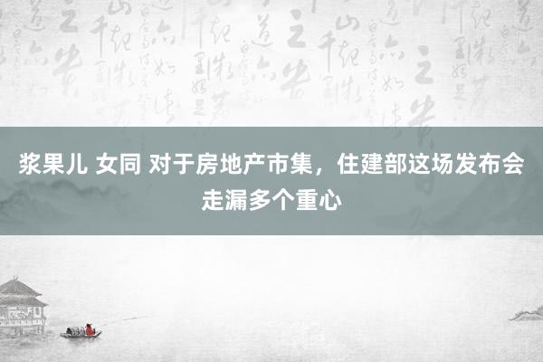 浆果儿 女同 对于房地产市集，住建部这场发布会走漏多个重心