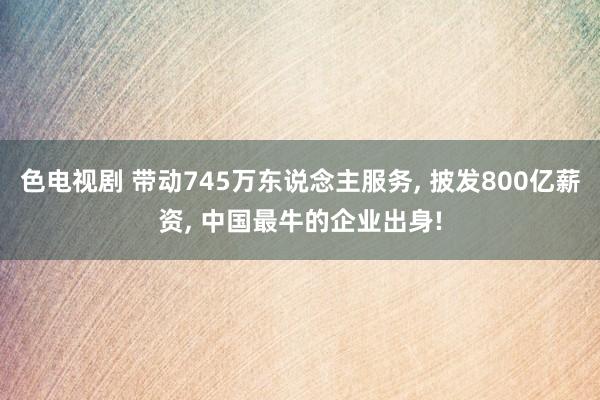 色电视剧 带动745万东说念主服务， 披发800亿薪资， 中国最牛的企业出身!