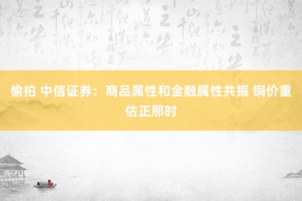 偷拍 中信证券：商品属性和金融属性共振 铜价重估正那时