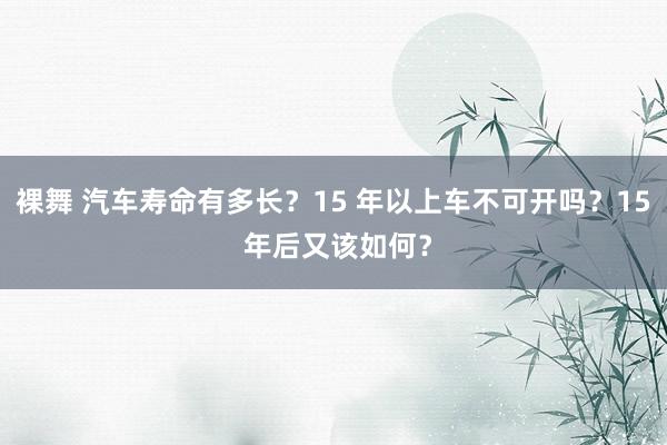 裸舞 汽车寿命有多长？15 年以上车不可开吗？15 年后又该如何？