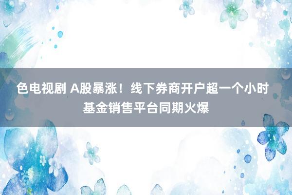 色电视剧 A股暴涨！线下券商开户超一个小时  基金销售平台同期火爆