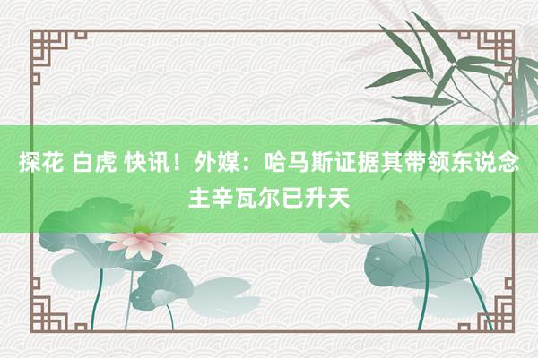 探花 白虎 快讯！外媒：哈马斯证据其带领东说念主辛瓦尔已升天