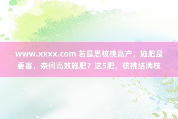 www.xxxx.com 若是思核桃高产，施肥是要害，奈何高效施肥？这5肥，核桃结满枝