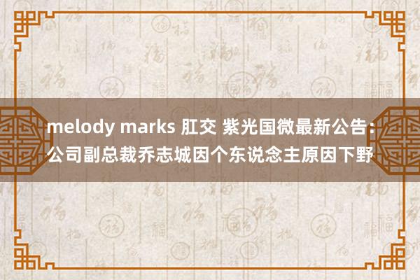 melody marks 肛交 紫光国微最新公告：公司副总裁乔志城因个东说念主原因下野