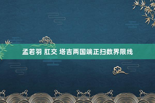 孟若羽 肛交 塔吉两国端正扫数界限线