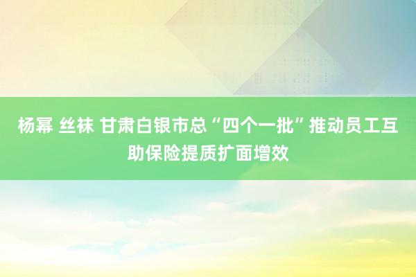 杨幂 丝袜 甘肃白银市总“四个一批”推动员工互助保险提质扩面增效