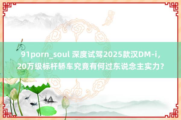 91porn_soul 深度试驾2025款汉DM-i，20万级标杆轿车究竟有何过东说念主实力？