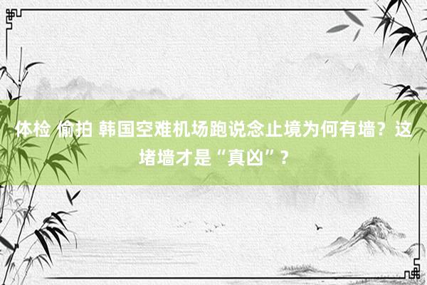 体检 偷拍 韩国空难机场跑说念止境为何有墙？这堵墙才是“真凶”？