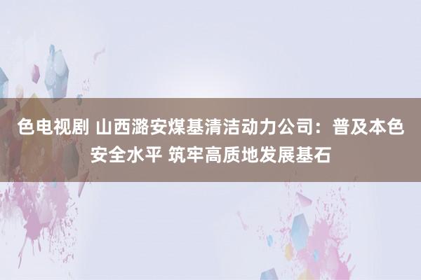 色电视剧 山西潞安煤基清洁动力公司：普及本色安全水平 筑牢高质地发展基石